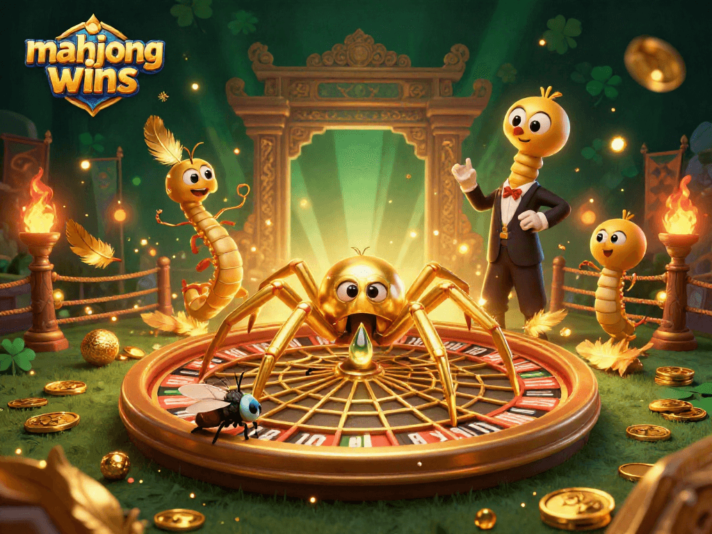 Experience mahjong wins with a golden spider, croupier centipede, and dynamic gaming atmosphere.