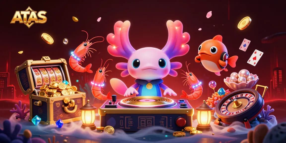 Experience winning at ATAS Casino with vibrant characters and exciting game elements in this dynamic scene.