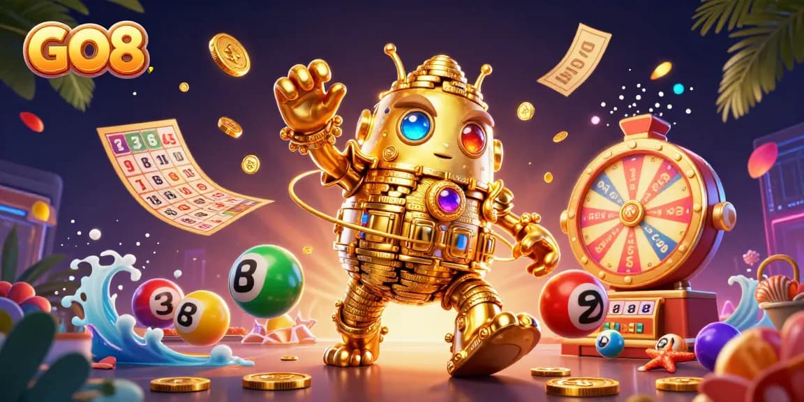 Experience winning at GO8 with vibrant 3D casino elements and fantastic game symbols.