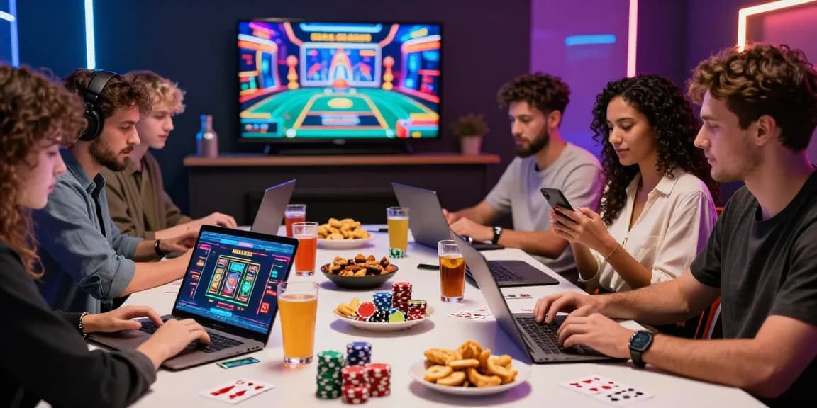 Players exploring casinos that accept credit cards during an exciting online gaming session with snacks and vibrant visuals.