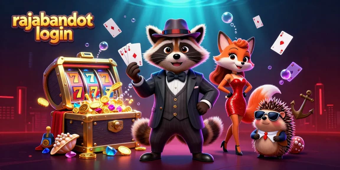 Experience seamless rajabandot login with a vivid casino-themed underwater scene featuring engaging characters.