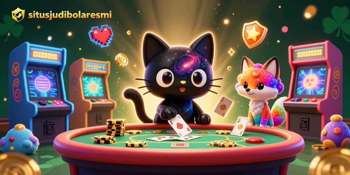 Situsjudibolaresmi showcases a cosmic casino scene with characters engaging in immersive gaming action.