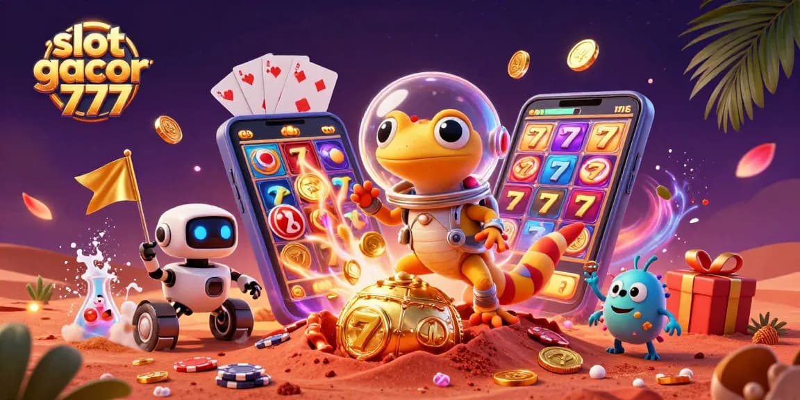 Join the Martian gecko and rover at the golden casino in an exciting slot gacor 777 adventure!