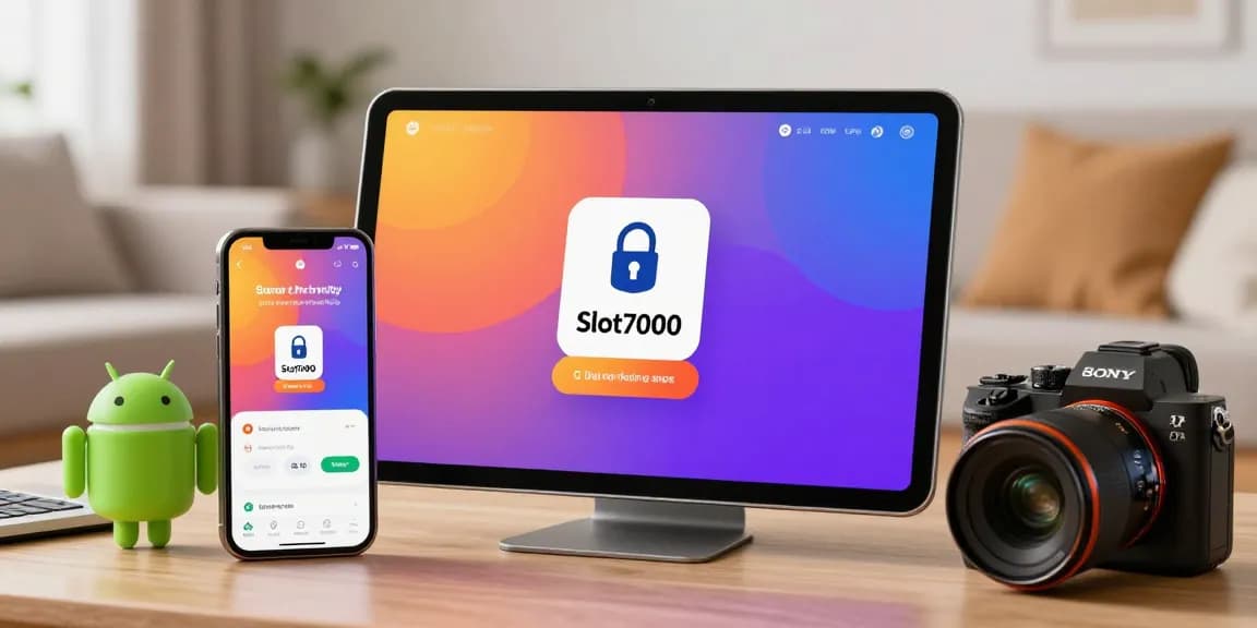 slot7000 app interface displayed on mobile devices highlighting user-friendly and secure login features.