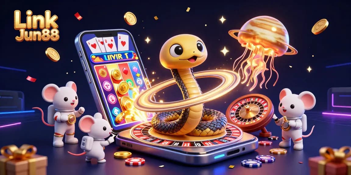 Place bets at Link Jun88 while enjoying vibrant 3D casino fun with cosmic elements.