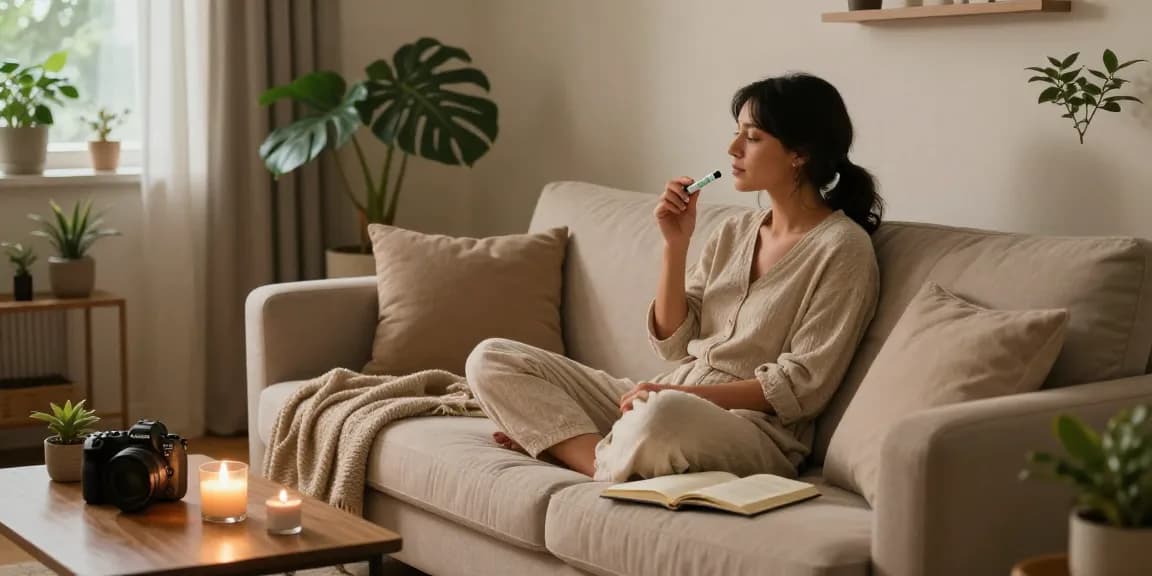 Properloud THC vape pen featured in a cozy wellness scene, promoting relaxation and self-care.
