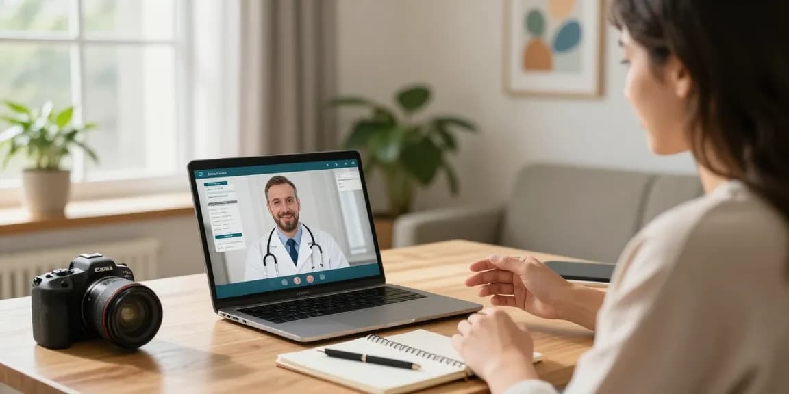 Ohio MMJ Card online consultation scene with patient and doctor discussing medical marijuana.