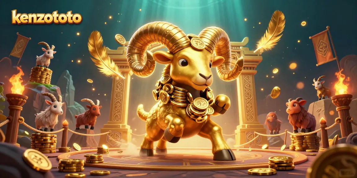 Engage with kenzototo’s thrilling slot online experience featuring a dynamic golden ram and vibrant gambling elements.