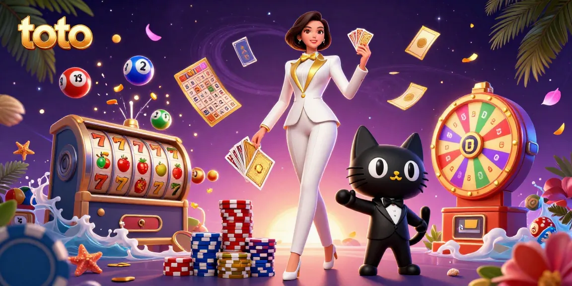 Experience thrilling gameplay with toto, showcasing a glamorous card dealer and lottery excitement.