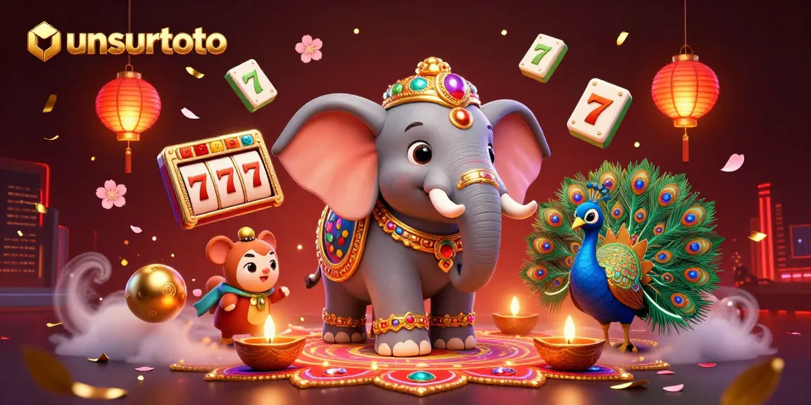 Play thrilling games at Unsurtoto with vibrant slot reels and jackpots in a festive atmosphere.