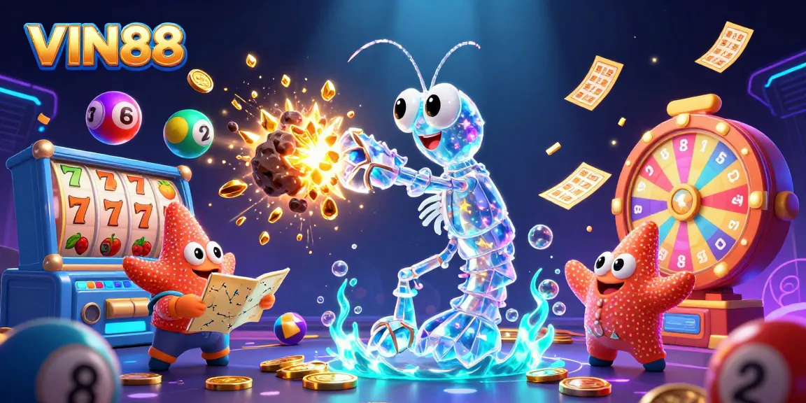 Play with VIN88's vibrant slots as a galactic shrimp battles for golden treasures!
