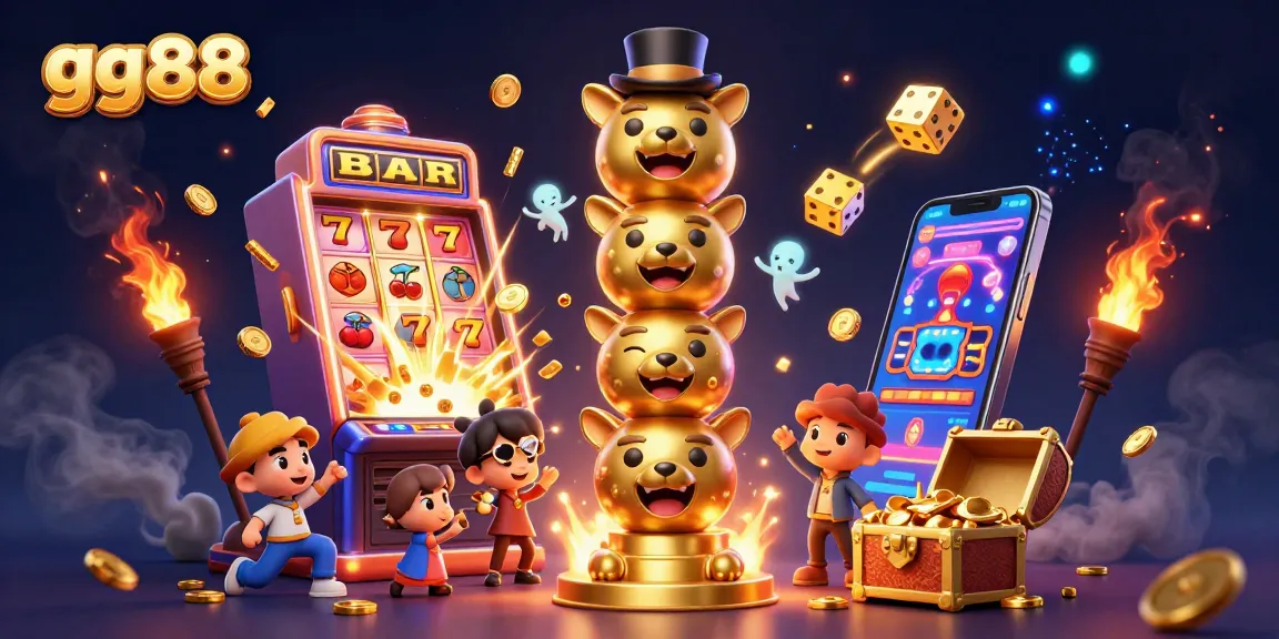 Experience thrilling play with gg88, featuring a vibrant 3D jackpot scene full of casino excitement and winning opportunities.