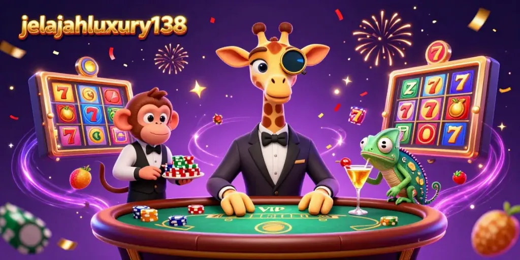 Win big playing slots at jelajahluxury138 with a high-roller giraffe and lively casino atmosphere.