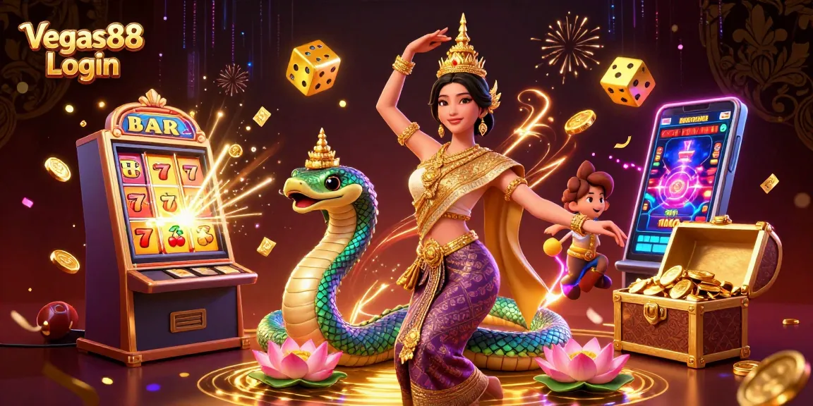 Experience the thrill of Vegas88 Login in this vibrant 3D illustration of casino excitement.