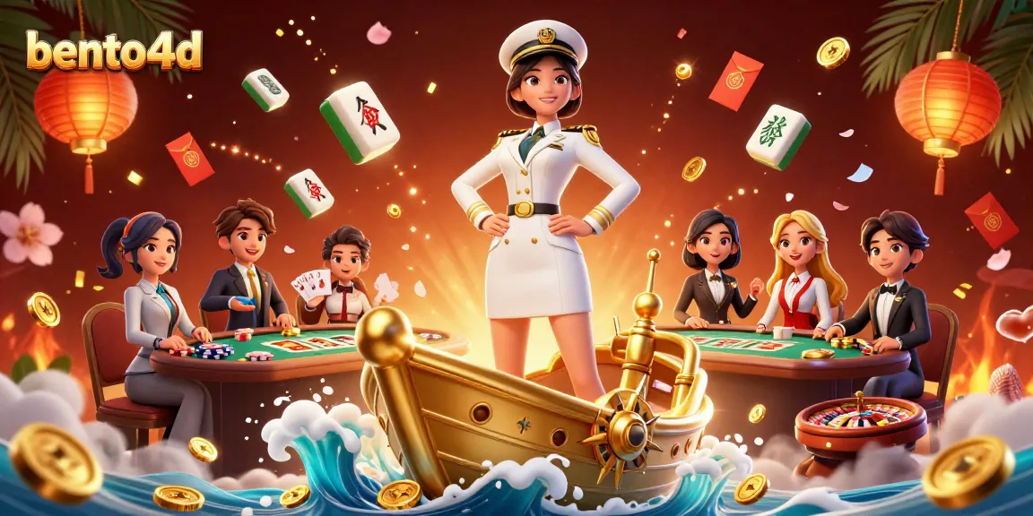 Terlibat dengan ilustrasi bento4d yang hidup, menampilkan pemandangan kasino dinamis dengan simbol kaya dan elemen emas.