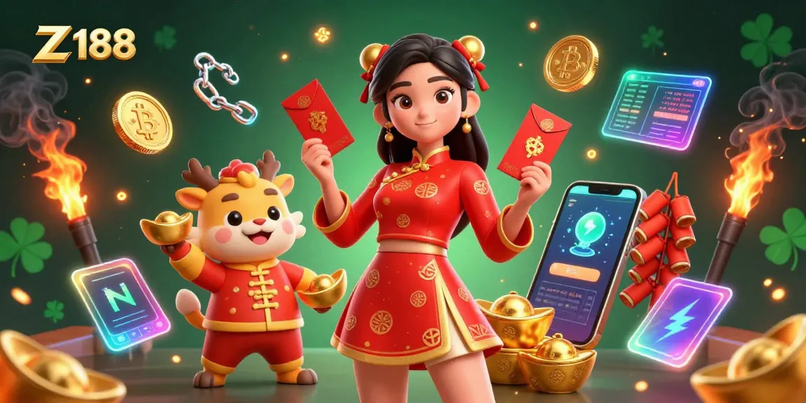 Play exciting games at Z 188 with vibrant characters in a festive casino scene.