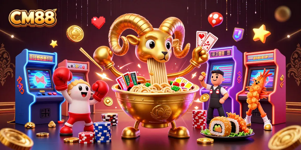 Experience thrilling gameplay at CM88 with a vibrant scene showcasing unique 3D characters and dynamic casino elements.