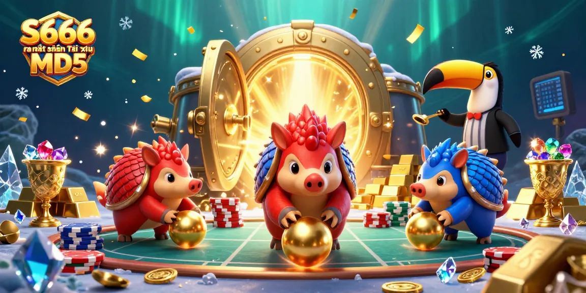 Experience the excitement with S666 ra mắt sảnh Tài xỉu MD5 in a vibrant casino illustration.