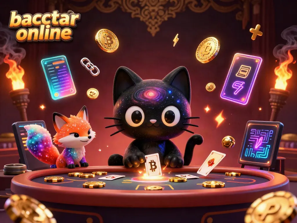 Experience baccarat online with a cosmic twist, featuring vibrant characters and digital elements.