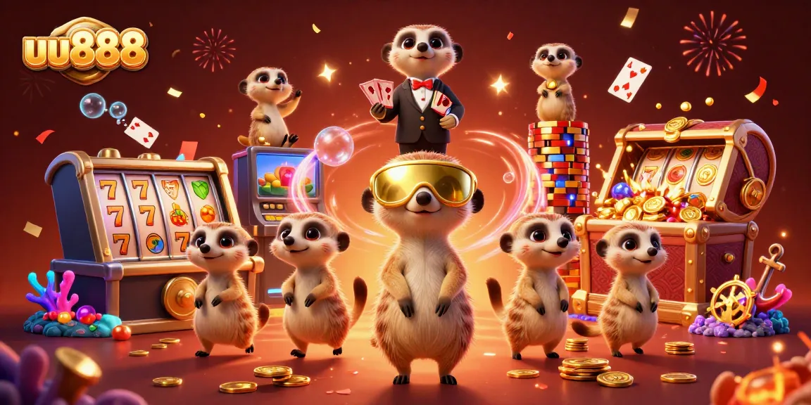 Experience the excitement of uu888 as meerkats run an energetic casino scene with lively slot games.