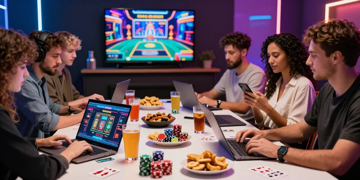 Players exploring casinos that accept credit cards during an exciting online gaming session with snacks and vibrant visuals.