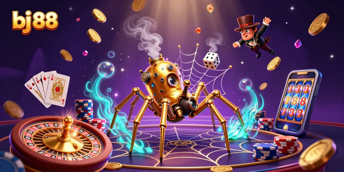 Win big at bj 88 as the spider traps dice in its golden web of luck.