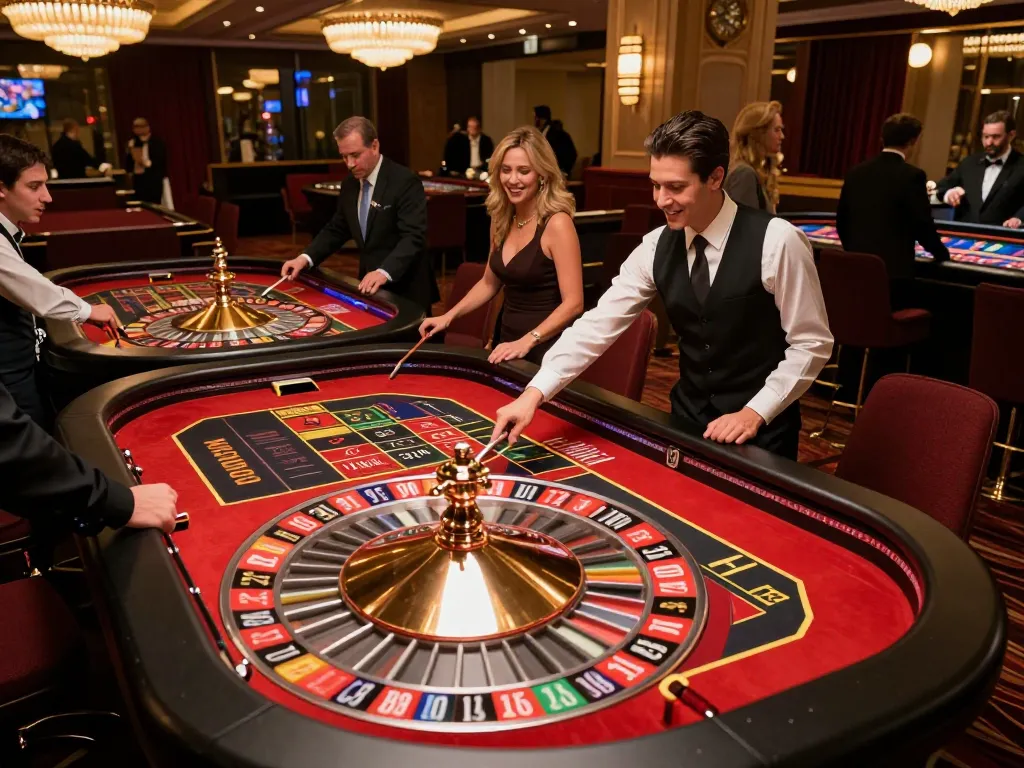 Enjoying thrilling moments at the cm8888 roulette table as players eagerly place bets and watch the wheel spin.