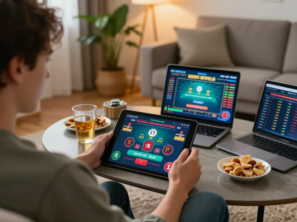Engaging in online blackjack at HM88 with live dealer, showcasing dynamic gameplay and cozy atmosphere.