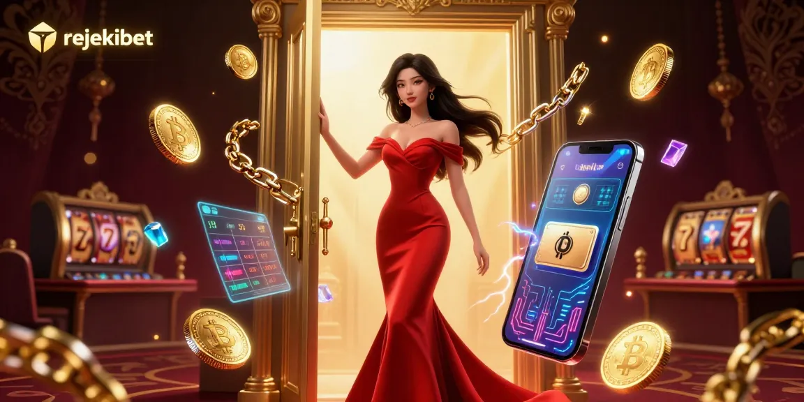 Experience thrilling gameplay with rejekibet's dynamic casino scene filled with slot reels and digital elements.