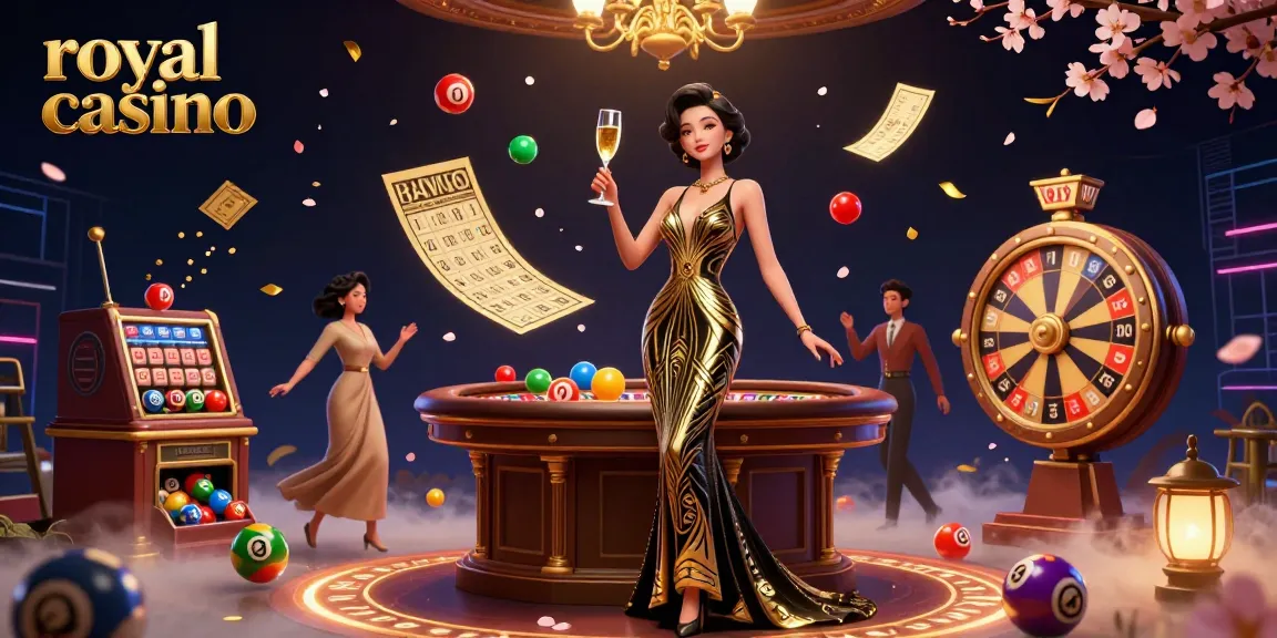 Experience the royal casino with vibrant lottery balls, glamorous characters, and immersive gambling elements.
