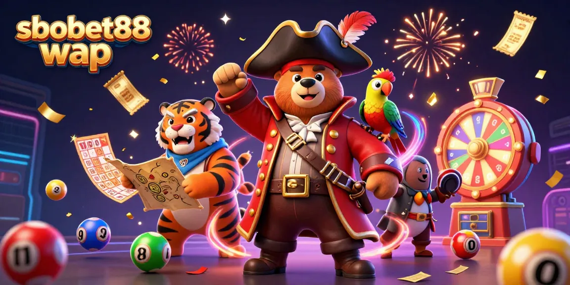 Place bets and win big with sbobet88 wap in this vibrant online gambling illustration.