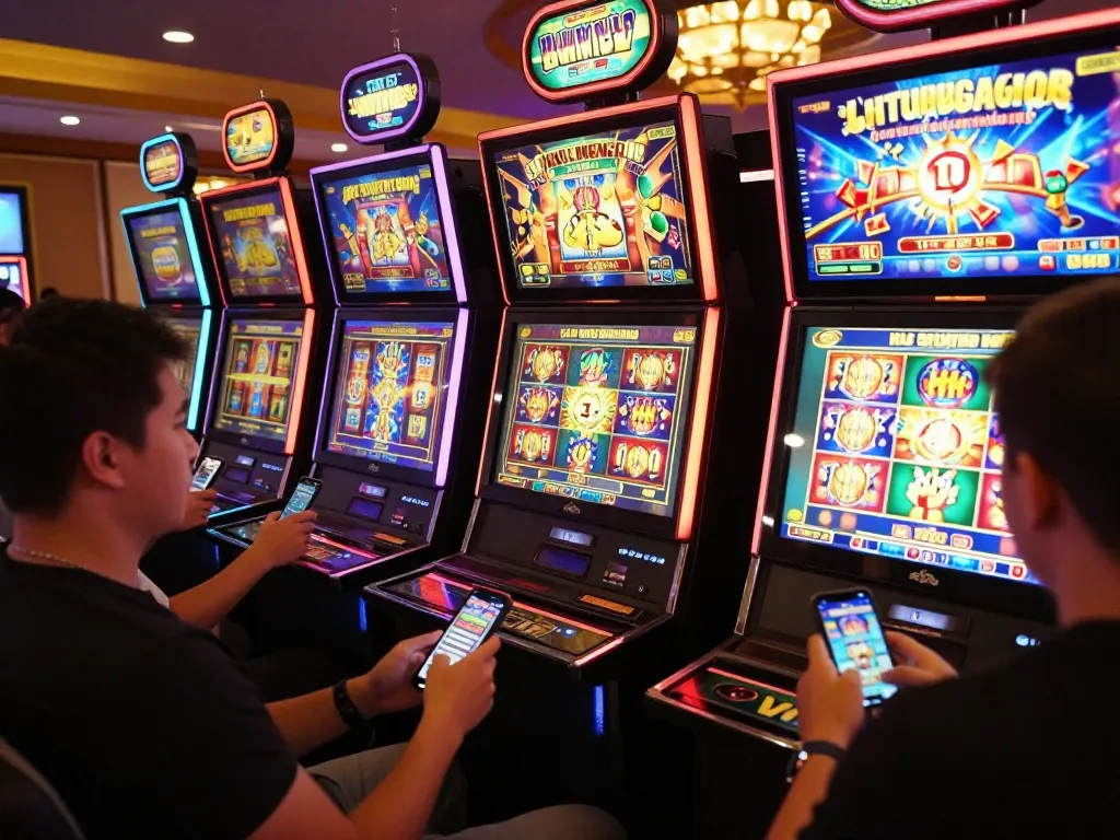Players enjoying exciting slot games on a user-friendly situs gacor platform with colorful displays.