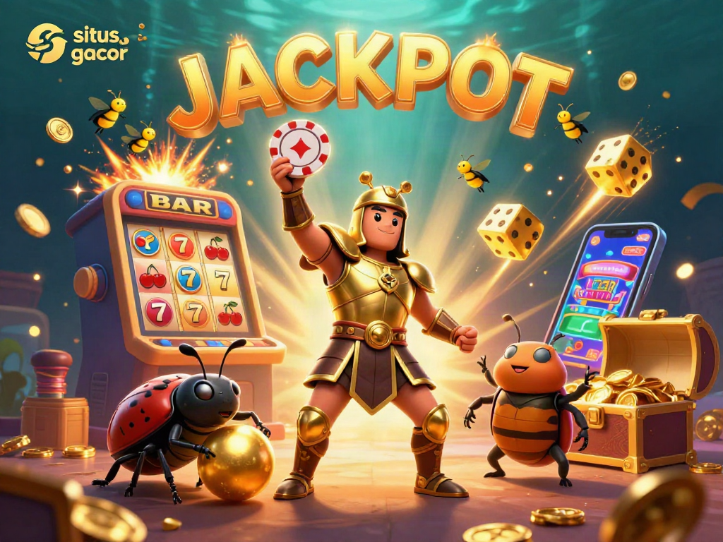 Engage with situs slot gacor in an action-packed 3D casino world featuring beetles and vibrant jackpots.