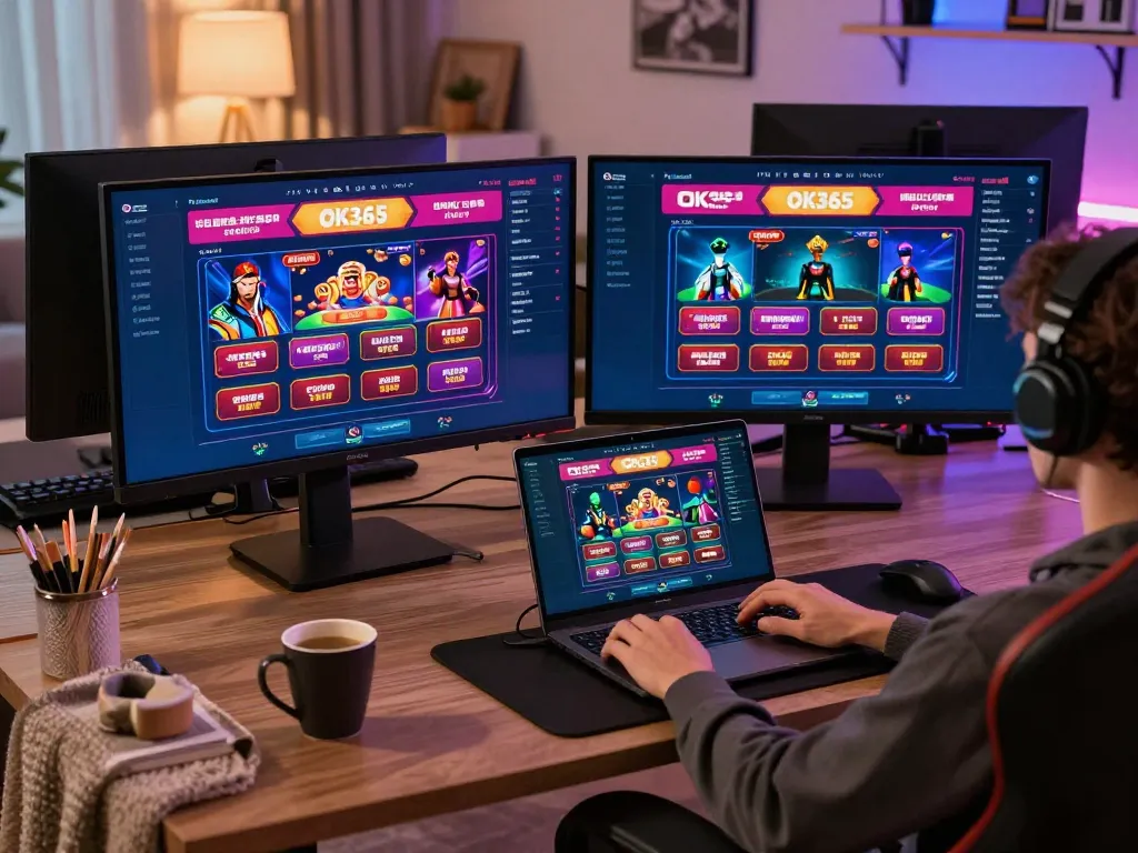 Enjoying an exciting game on OK365's online platform with a cozy home setup.