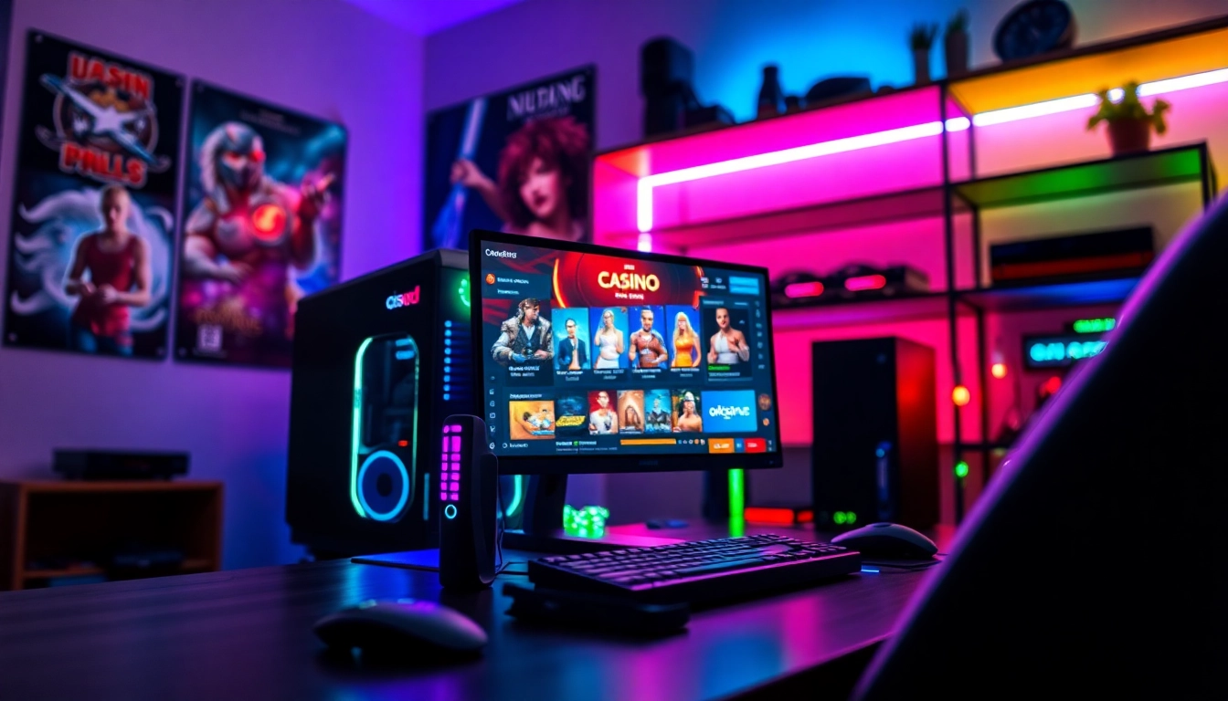 No deposit casino features on casinospielen.de displaying vibrant gaming setup.