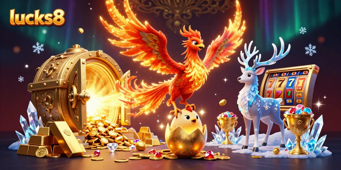 Experience lucks8's thrilling gaming fortune in this vibrant, dynamic casino-themed illustration.