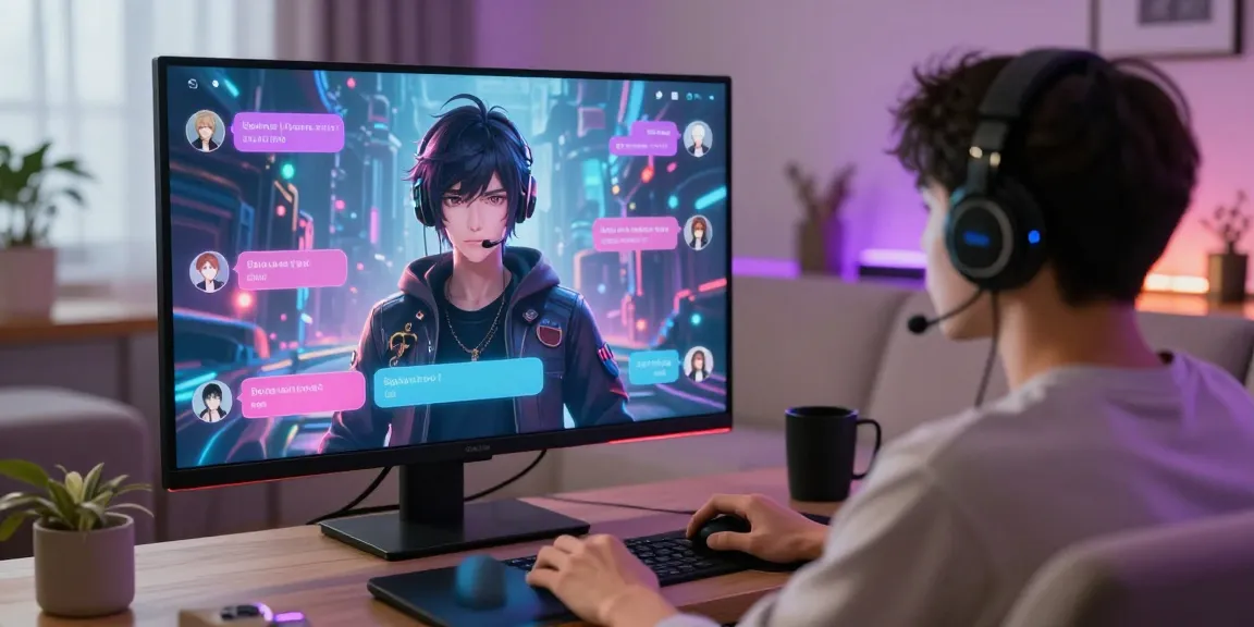 User engaged in hentai ai chat with a lifelike anime character on digital screen