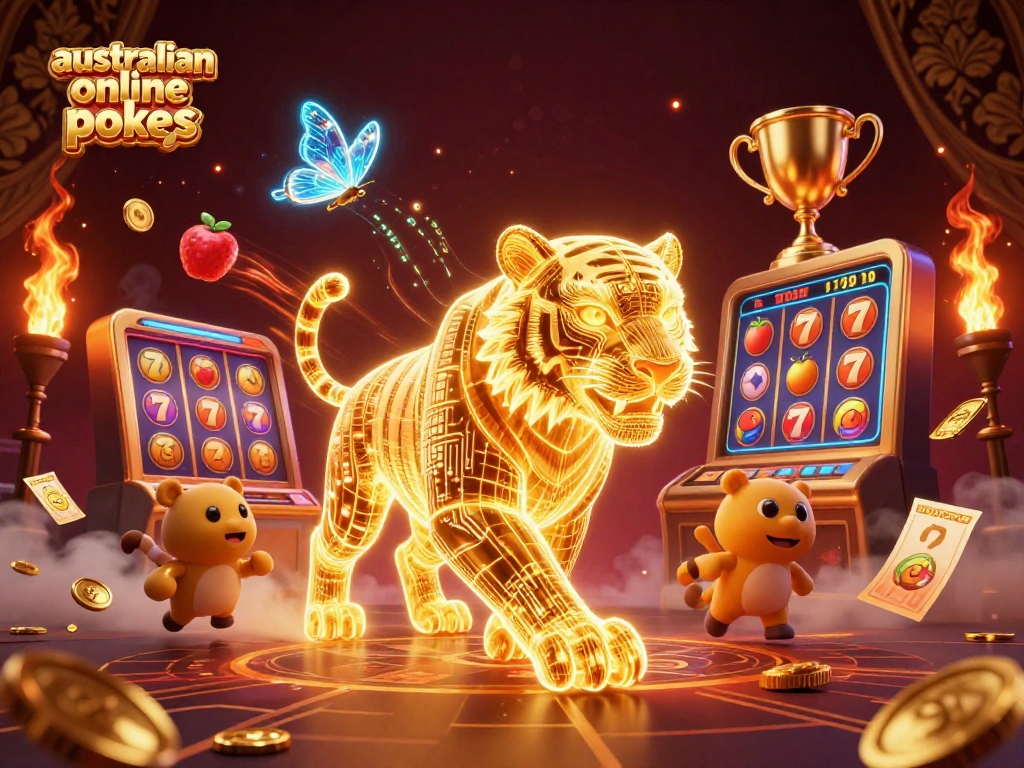 Experience thrilling australian online pokies action in a dynamic 3D casino landscape.
