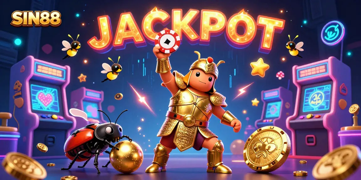 Experience SIN88's thrilling gaming world where victory reigns, showcasing vibrant casino elements.