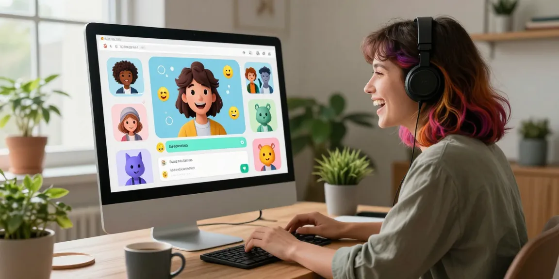 Engaging user enjoying ai spicy chat with diverse digital avatars in a cozy home office setting
