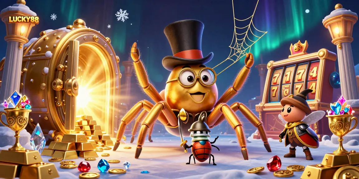 Experience the excitement of LUCKY88 with rich gaming elements, golden treasures, and vibrant characters.