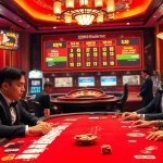 Engaged players strategizing Dàn Đề Miền Bắc amidst a vibrant casino atmosphere.