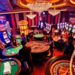 Players experiencing the excitement of 68VIP with casino tables and slot machines in a luxury atmosphere.