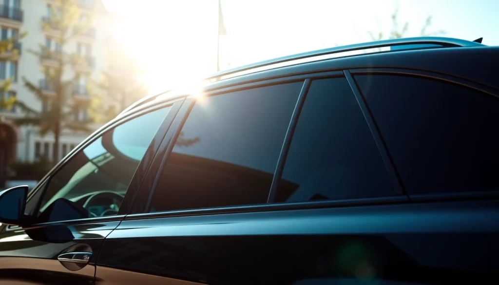 Enhance your vehicle's look with auto window tint near me, featuring premium tinting on a sleek car.