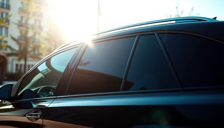 Enhance your vehicle's look with auto window tint near me, featuring premium tinting on a sleek car.
