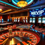 Experience winning strategies at 68VIP casino with luxe poker tables and vibrant roulette wheel.