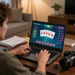 Engage in online poker at Luck8 đăng nhập with vibrant graphics in a cozy living room setting.