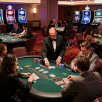 Active du88 blackjack tables in a luxurious casino with engaging gameplay and vibrant atmosphere.