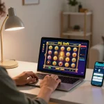 Berinteraksi dengan Slot Demo PG Soft Lengkap di meja kerja stylish