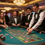 Players engaging at a vibrant roulette table, experiencing SC88's thrilling casino atmosphere.